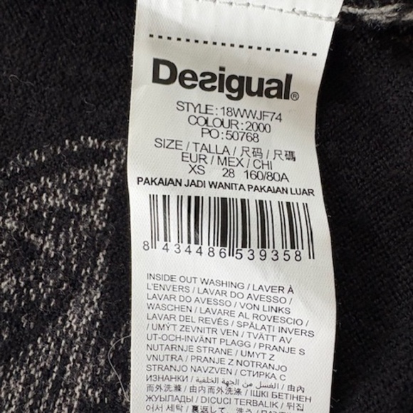 DESIGUAL open waterfall cardigan sz XS (S) black with multicolour floral pattern - Picture 6 of 16
